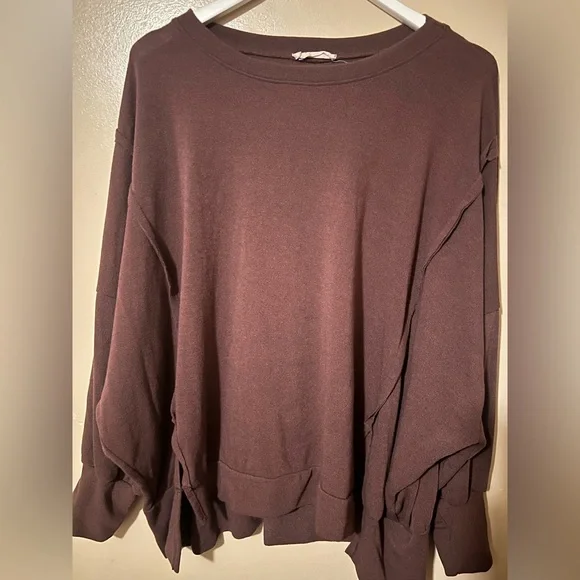 Jolie Chocolate Brown oversized pullover Sweatshirt relaxed large - Picture 2 of 6